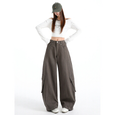 批发韩国东大门女装2026早春显瘦神裤辣妹酷飒工装弯刀剪裁炸街长裤女