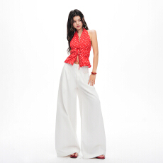 批发韩国东大门女装 温柔系法式慵懒拖地长裤女26立体垂感抗皱春夏款