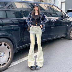 批发小红书推荐复古辣妹神裤2026<b class='q'>秋</b>季美式高腰微喇牛仔裤修身显腿长潮