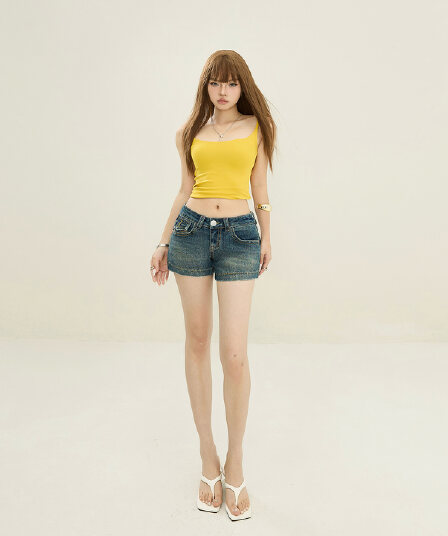 샤오홍 예약하기 추천 새로운 순수한 욕망 핫걸 데님 반바지 아메리칸 레트로 마 오래된 여름 하이웨이스트 타이트 스커트 슬림해 보이는