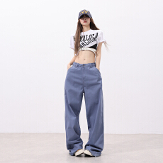 批发<b class='q'>韩国</b>东大门女装 春夏新款｜氛围感法工蓝｜抽绳收腰时尚工装牛仔