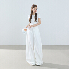 批发日系 复古高腰天丝阔腿<b class='q'>牛仔</b>裤女宽松垂感拖地美式百搭清凉<b class='q'>长裤</b>