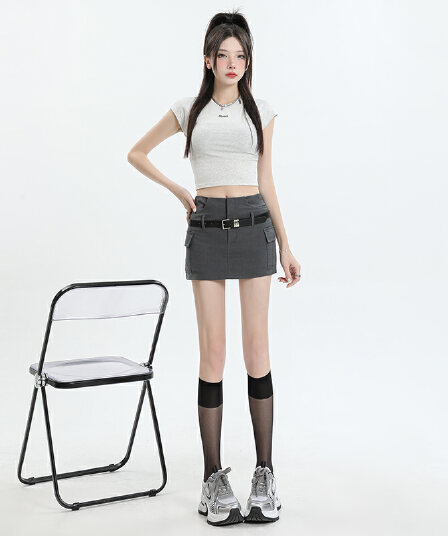 흔들어서 톤 폭발 여름 트렌드 몸매 가꾸기 타이트 스커트 미니 스커트 보너스 벨트 디자인 핫걸 일상 분위기 센스 반신 스커트