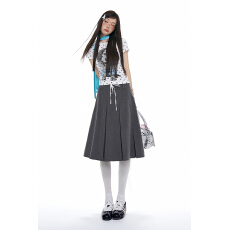 批发网红同款【新品】2026 夏季｜温柔学院<b class='q'>百褶</b>中裙高腰显瘦A字<b class='q'>半身裙</b>