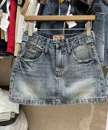 한 부서 워싱 연삭 화이트 하이웨이스트 거친 가장자리 핫걸 연령 감소 노력 없음 데님 미니 스커트 darim 한국 동대문 여성 의류