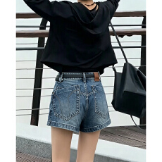 批发种草直筒牛仔短<b class='q'>裤</b>女韩国2026夏季新款辣妹高腰显瘦A字阔腿三<b class='q'>分</b><b class='q'>裤</b>