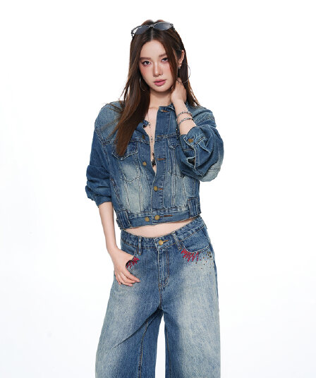 샤오홍 예약하기 추천 2026 가을 겨울 핫걸 바람 루즈핏 데님 재킷 여성 아메리칸 높음 거리 프로필 모양 다용도 맨위