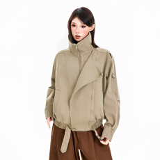 批发直播 水洗做旧工装短款风衣女美式休闲<b class='q'>街头</b>风女式外套