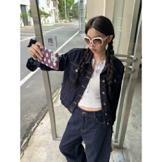 批发得物高品质秋<b class='q'>冬</b>新款美式复古牛仔短外套女做旧设计感辣妹外搭上衣