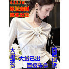 批发2025<b class='q'>秋</b>独特超好看上衣轻奢高级感减龄洋气法式轻熟白色丝绒衬衫女