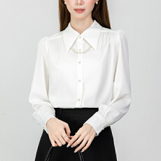 批发2026实拍秋季长袖职业通勤穿搭<b class='q'>ol</b><b class='q'>衬衫</b>法式气质高级感缎面抗皱<b class='q'>衬衣</b>