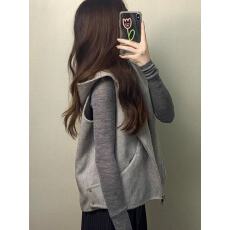 批发法式时尚简约风连帽毛呢马甲女秋季新款高级感宽松百搭无袖外套潮