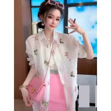 批发韩系气质宽松显瘦淑女休闲长袖衬衫女装2026春夏新款高级防晒上衣