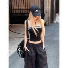 批发<b class='q'>街头</b>风字母拼接纯色背心抹胸外搭好看别致内搭设计感上衣无袖T恤