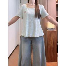 批发韩系超好看方领短袖<b class='q'>T</b><b class='q'>恤</b>女2026新款夏季大码胖mm宽松百搭甜美上衣