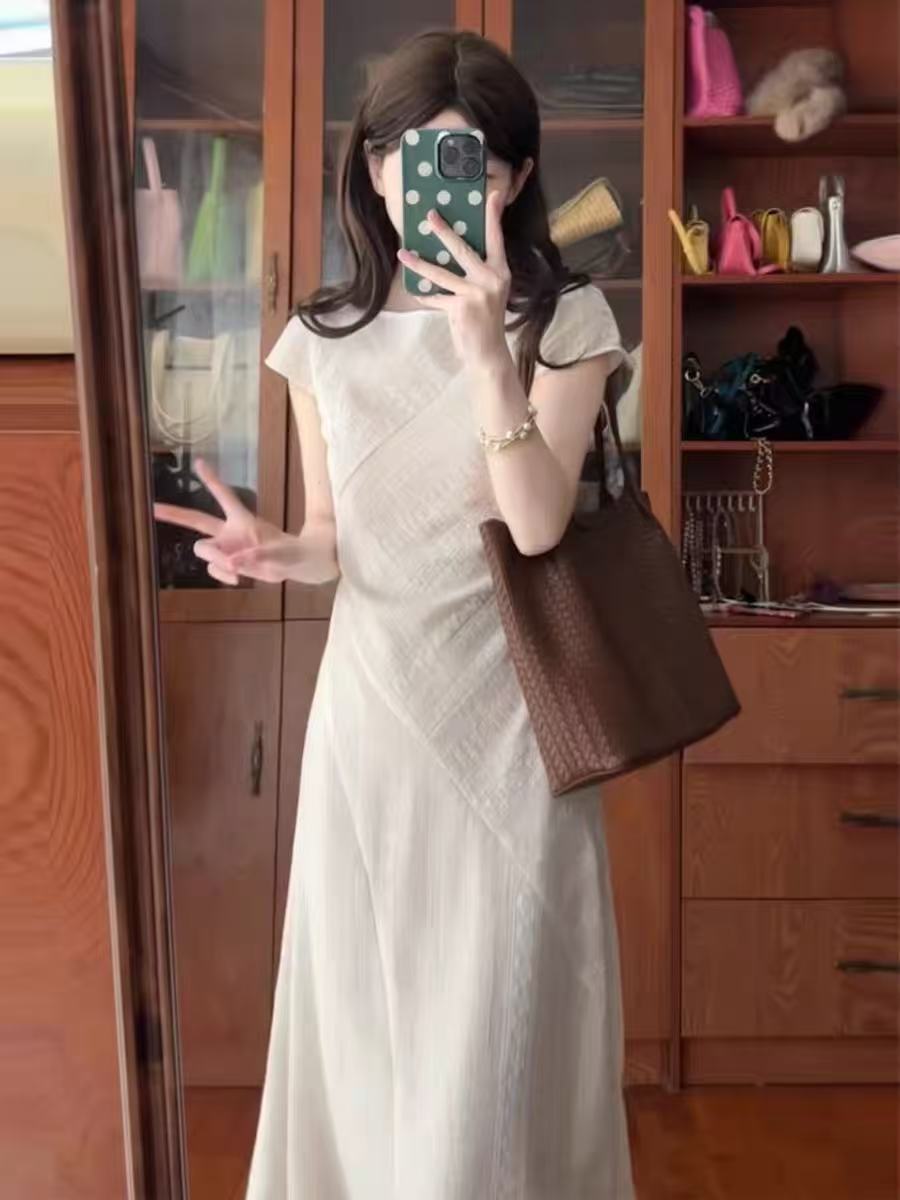 높은 품질 빛 요리 한 바람 올해 인기 자이언트 잘 생긴 작은 키 절묘한 드레스 여성 프랑스식 미니멀리즘 위엄있는 길다 치마