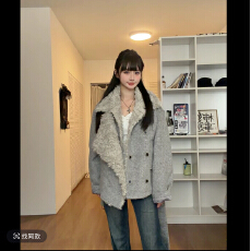 批发【酱油专属】羊毛呢料翻领毛领棉衣冬季座山雕外套<b class='q'>男</b>女