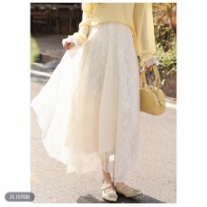 批发陈大器【月踱回廊】<b class='q'>复古</b>蕾丝不规则气质百搭高腰半身纱裙