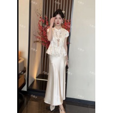 批发夏季新中式国风短袖无袖<b class='q'>上衣</b>半身裙+<b class='q'>裤</b>子套<b class='q'>装</b>收腰显瘦时尚百搭