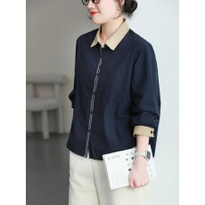 批发官方图撞色翻领<b class='q'>衬衫</b>女<b class='q'>刺绣</b>休闲百塔宽松显瘦春季新款韩版<b class='q'>衬衣</b>外套