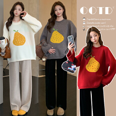 实拍现现~2025孕妇装秋季套装新款毛衣时尚宽松外穿上衣