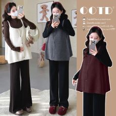 批发实拍现现~孕妇秋装2025新款<b class='q'>春</b>秋款时尚洋气宽松秋季上衣+裤子套装