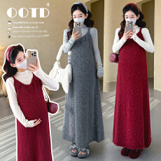 批发实拍现现~孕妇秋冬套装时尚款吊带叠穿背心针织裙+打底衫两件套