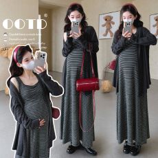 批发实拍现现~ <b class='q'>孕妇装</b>秋装套装新品慵懒随性开衫背心裙子<b class='q'>连衣裙</b>两件套