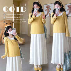 批发实拍现现~孕妇装<b class='q'>春</b>装套装时尚款新款宽松韩系甜美连衣裙两件套