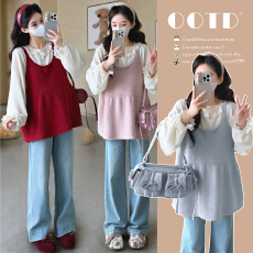 批发实拍现现~<b class='q'>孕妇</b><b class='q'>春装</b>2026<b class='q'>新款</b>时尚洋气宽松春季娃娃衫上衣+裤子套装