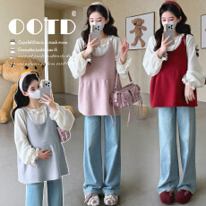 批发实拍现现~<b class='q'>孕妇</b><b class='q'>春装</b>2026<b class='q'>新款</b>时尚洋气宽松春季娃娃衫上衣+裤子套装