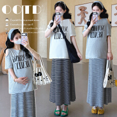 批发实拍现现~孕妇装<b class='q'>套装</b>时尚款2026新款夏装宽松上衣T恤+半裙两件套