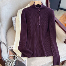 批发实拍大码女装秋<b class='q'>冬</b>新款设计感半高领蕾丝拼接加厚毛衣打底衫上衣