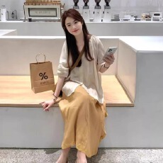 批发夏季穿搭<b class='q'>套装</b>女大码胖mm<b class='q'>雪纺</b><b class='q'>上衣</b>搭配半身裙子温柔减龄气质两件套