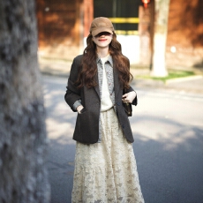 批发秋装搭配一整套大码胖mm<b class='q'>西装外套</b><b class='q'>蕾丝</b>半身裙韩系独特好看三件套装