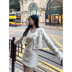 批发早秋穿搭一整套大码胖mm短款外套吊带连衣裙<b class='q'>时尚</b>气质小香风套装女