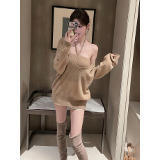 批发秋季穿搭一整套大码胖mm针织<b class='q'>罩衫</b>背心短裤辣妹独特漂亮三件套装女