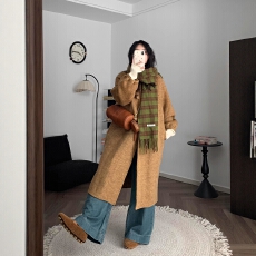 批发美拉德中长款毛呢外套女冬季<b class='q'>大码</b>胖mm宽松气质减龄高级感呢子大衣