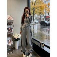 批发秋冬季穿搭一整套<b class='q'>大码</b>胖mm立领卫衣外套束脚裤韩版休闲运动套装女