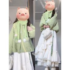 韩式搭配一整套冬装巨好看小个子棉服厚外套打底毛衣半身裙套装女