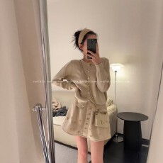 批发2026超火穿搭一整套大码胖mm韩系针织开衫外套半身短裙巨好看套装