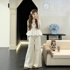 批发春装搭配一整套<b class='q'>大码</b>胖mm韩系长袖打底衫叠穿吊带背心阔腿裤三件套