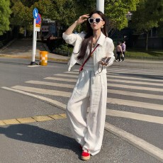 批发春季搭配一整套大码胖mm<b class='q'>衬衫</b>外套内搭背心休闲裤松弛感三件套装女
