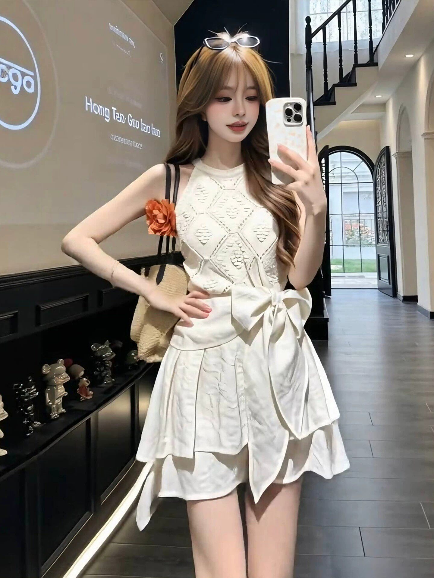 초여름 고유 한 아름다운 작은 세트 한 부서 품격 행침 목 조끼 맨위 불규칙 반신 미니 스커트 두 조각 여성 세트