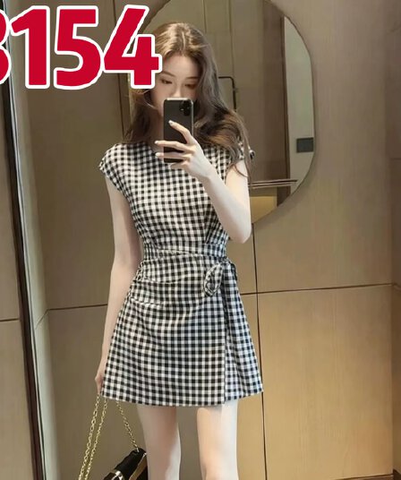 2026 여름 새로운 체크무늬 미니 스커트 여성 허리 수축 슬림해 보이는 A라인 스커트 드레스