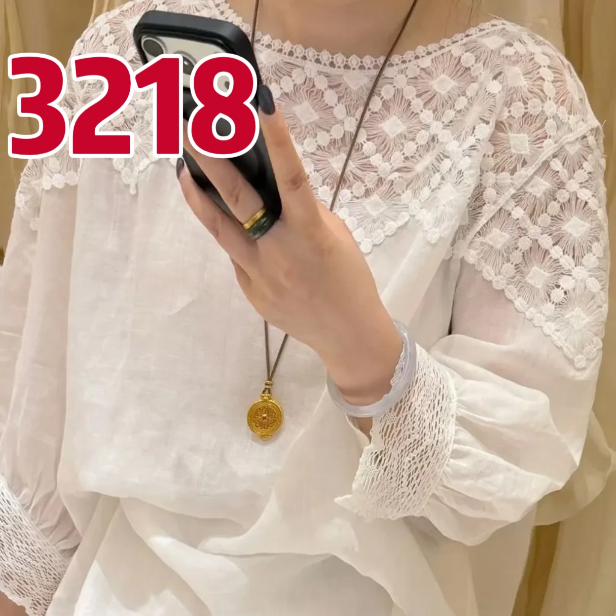 달콤함 레이스 루즈핏 여성 여름 문예 연령 감소 라미 셔츠 자외선 차단 맨위 무거운 작업 레이스 조각