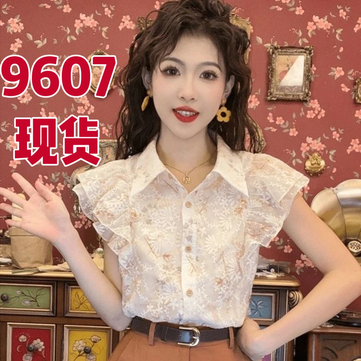 외국 가스 연령 감소 쉬폰 블라우스 쉬폰 반팔 맨위 여성 셔츠 여성 셔츠