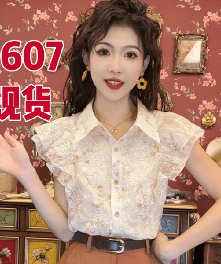외국 가스 연령 감소 쉬폰 블라우스 쉬폰 반팔 맨위 여성 셔츠 여성 셔츠