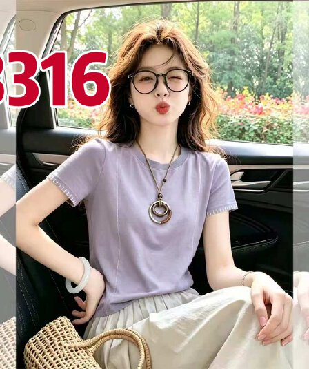 보라색 반팔 티셔츠 여성 2026 여름 패션 루즈핏 맨위