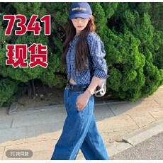 批发26夏季蓝黑格纹曲线下摆正肩<b class='q'>衬衫</b>外搭